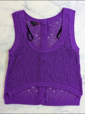 NWOT. G By Guess Purple Crochet Knit Tank Top.